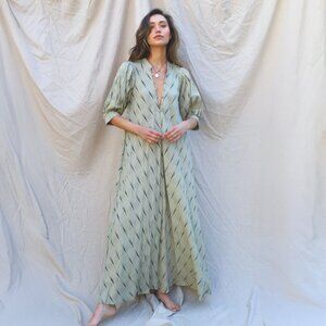 Jen’s Pirate Booty Saloon Maxi Dress in Ikat Yucca - XXL